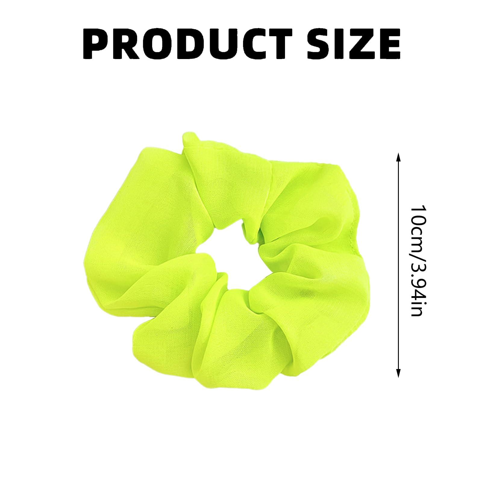 GFLPO 4Pcs Neon Hair Scrunchies, 80s Hair Accessories - Soft Elastic Hair Bands, Hair Ties & Ponytail Holders for Women and Girls (Yellow)