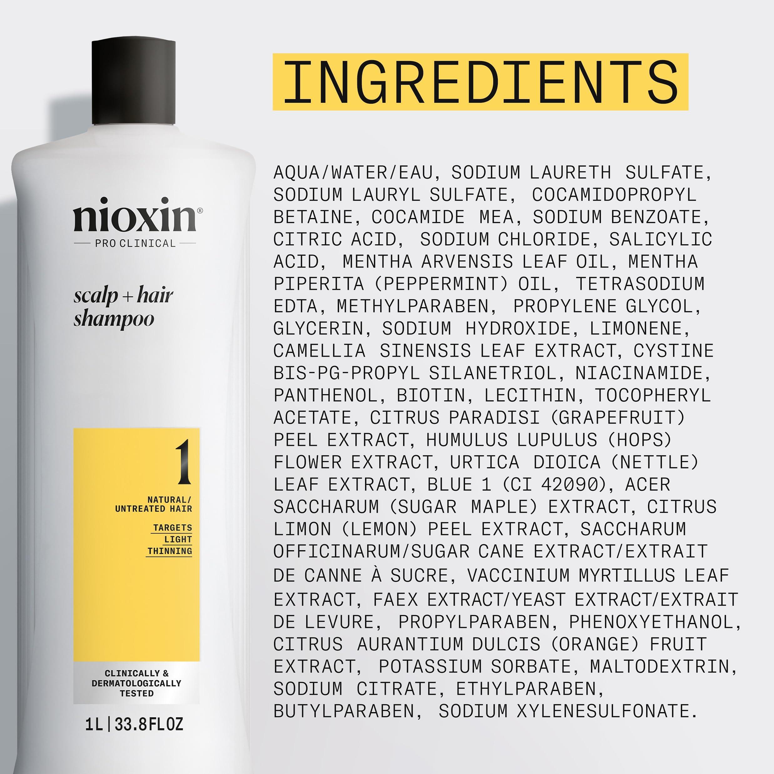 Nioxin Nioxin Scalp + Hair Thickening System 1 Shampoo, For Natural Hair with Light Thinning, 33.8 fl oz (Packaging May Vary)
