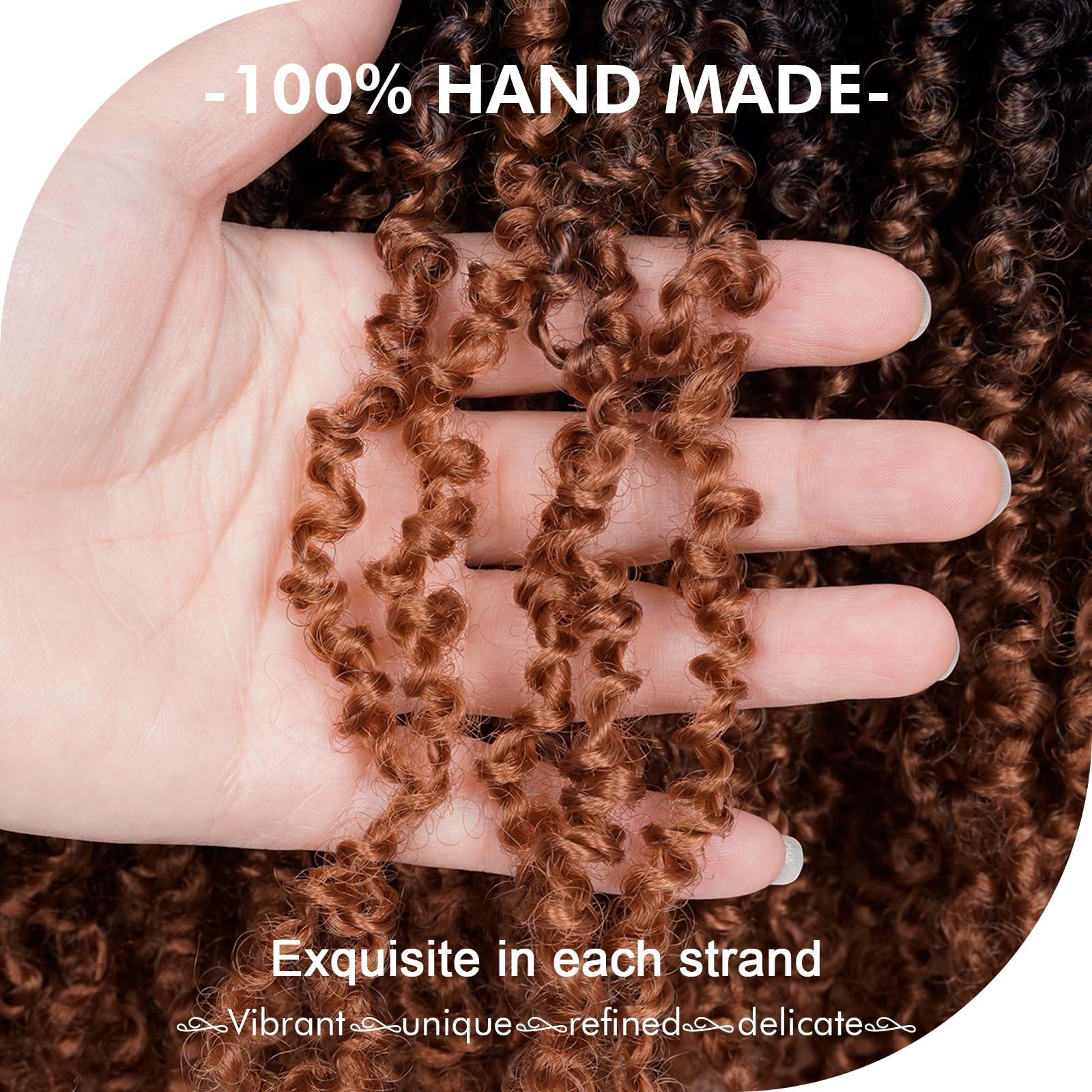 GIX GIX Yanky Twist Crochet Hair - 16 Inch 2 Packs (60 Strands) Ombre Brown Pre-twisted Fluffy Spring Mini Twist Short Passion Twist, Pre-Looped Crochet Braids Braiding Hair (16 Inch, OT30-2P)