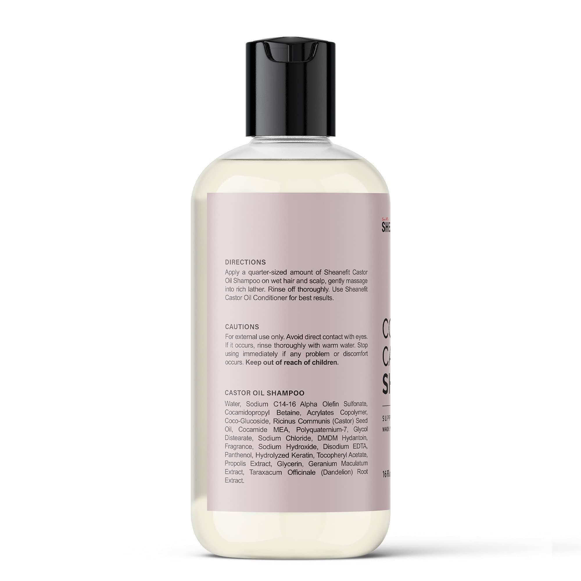 Sheanefit Sheanefit Cold Pressed Castor Oil Daily Shampoo Conditioner 16oz Set Support Hair Growth Nourish Strengthen Hair (Castor Oil Shampoo - 16oz)