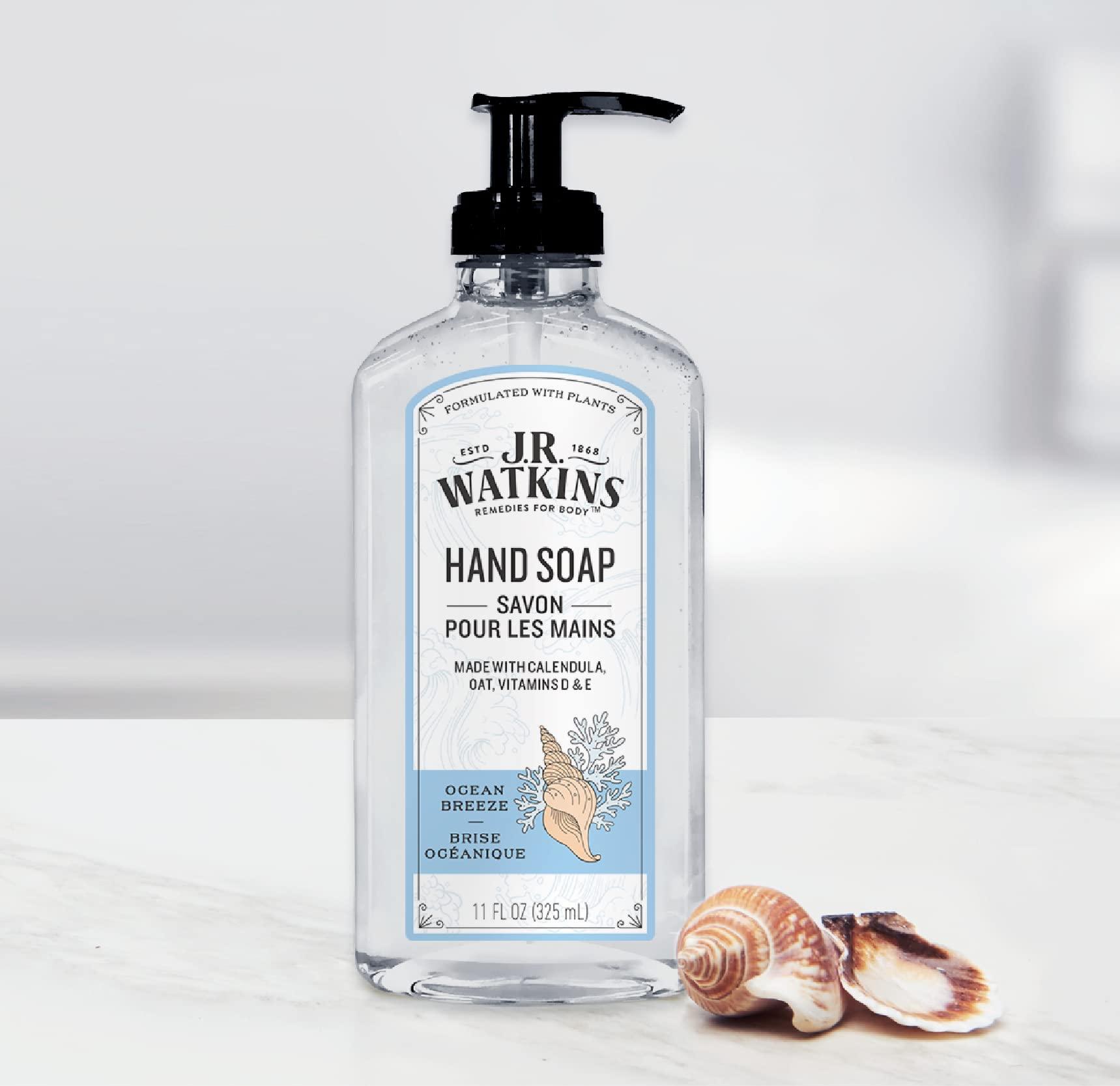 J.R. Watkins J.R. Watkins Gel Hand Soap, Scented Liquid Hand Wash for Bathroom or Kitchen, USA Made and Cruelty Free, 11 fl oz, Ocean Breeze, 3 Pack