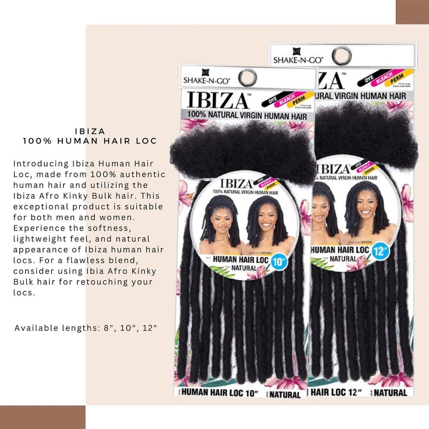 Shake-N-Go Shake-N-Go Natural Virgin Human Hair Braids Ibiza Human Hair Loc (8\"-12\") (10 Inch, NATURAL)