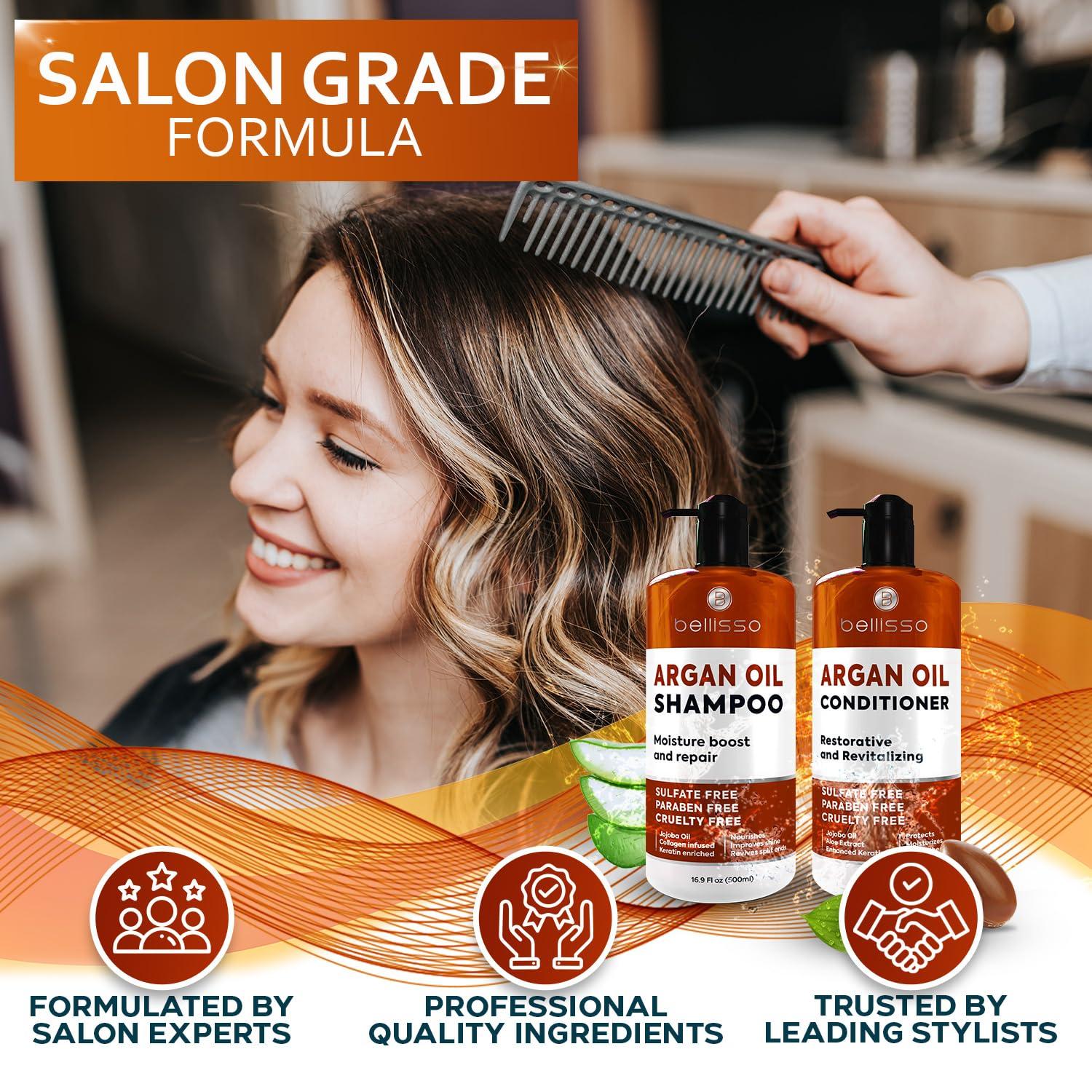 BELLISSO BELLISSO Moroccan Argan Oil Shampoo and Conditioner Set and Argan Oil Conditioner