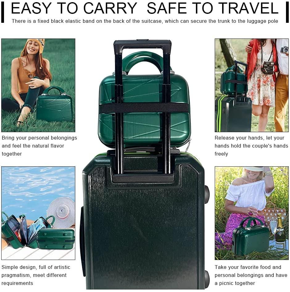 JZRTravel Makeup Travel Case Hard Shell Cosmetic Bag Small Portable Makeup Bag Hand Luggage with Elastic Band Mini ABS Carrying Suitcase for Women Girls, Green
