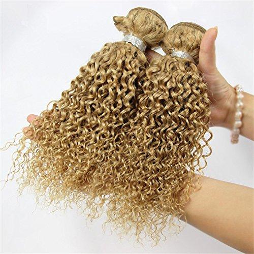 Generic Honey Blonde Malaysian Kinky Curly Human Hair Weave Bundles Pure 27 Strawberry Blonde Curly Human Hair 3 Bundles Lot Kinky Curly Light Brown Hair Extensions Double Wefts 10-30" (16 18 18)