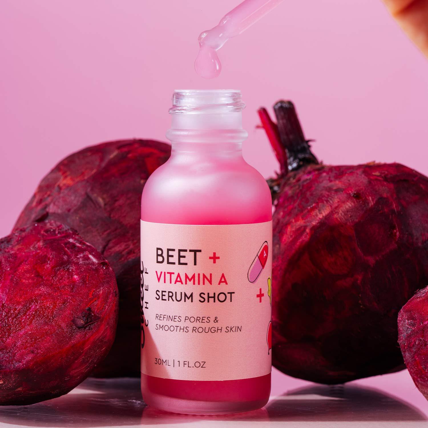 Sweet Chef Sweet Chef Beet + Vitamin A Serum Shot - Vitamin A (Retinol) Serum for Face with Seaberry Extract - Hydrates + Smooths the Look of Rough Skin and Pores for a Radiant Glow (30ml / 1 fl oz)