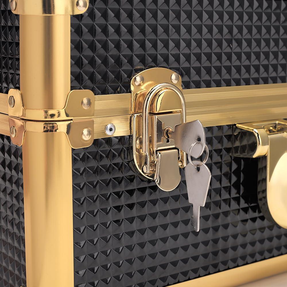 BARBERPLAN Barbershop Supplies Case, Large Organizer Makeup Case Train with Two Tray and Multiple Storage Slots Executive for Barbershop, Hair Salon, Home Haircuts, Beauty and Makeup