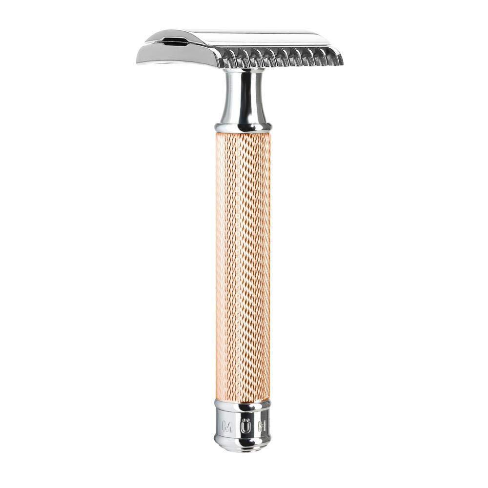 M MHLE MHLE Rosegold Silvertip Fibre Safety Razor (Open Comb) Shaving Set