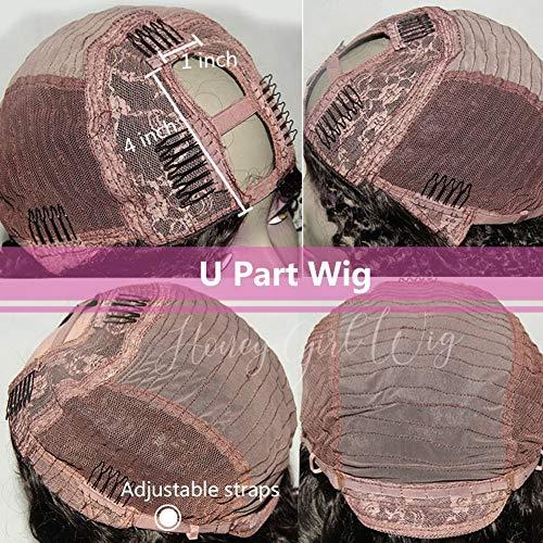 Honey Girl Wig U Part Wig Human Hair 1X3 U Part Wigs Kinky Curly for Black Women Curly Wig 10A Brazilian Human Hair Wigs Half Wig U Part Wigs Afro Kinky Curly U Part Wigs U Part Afro Wig 12"130% right Part