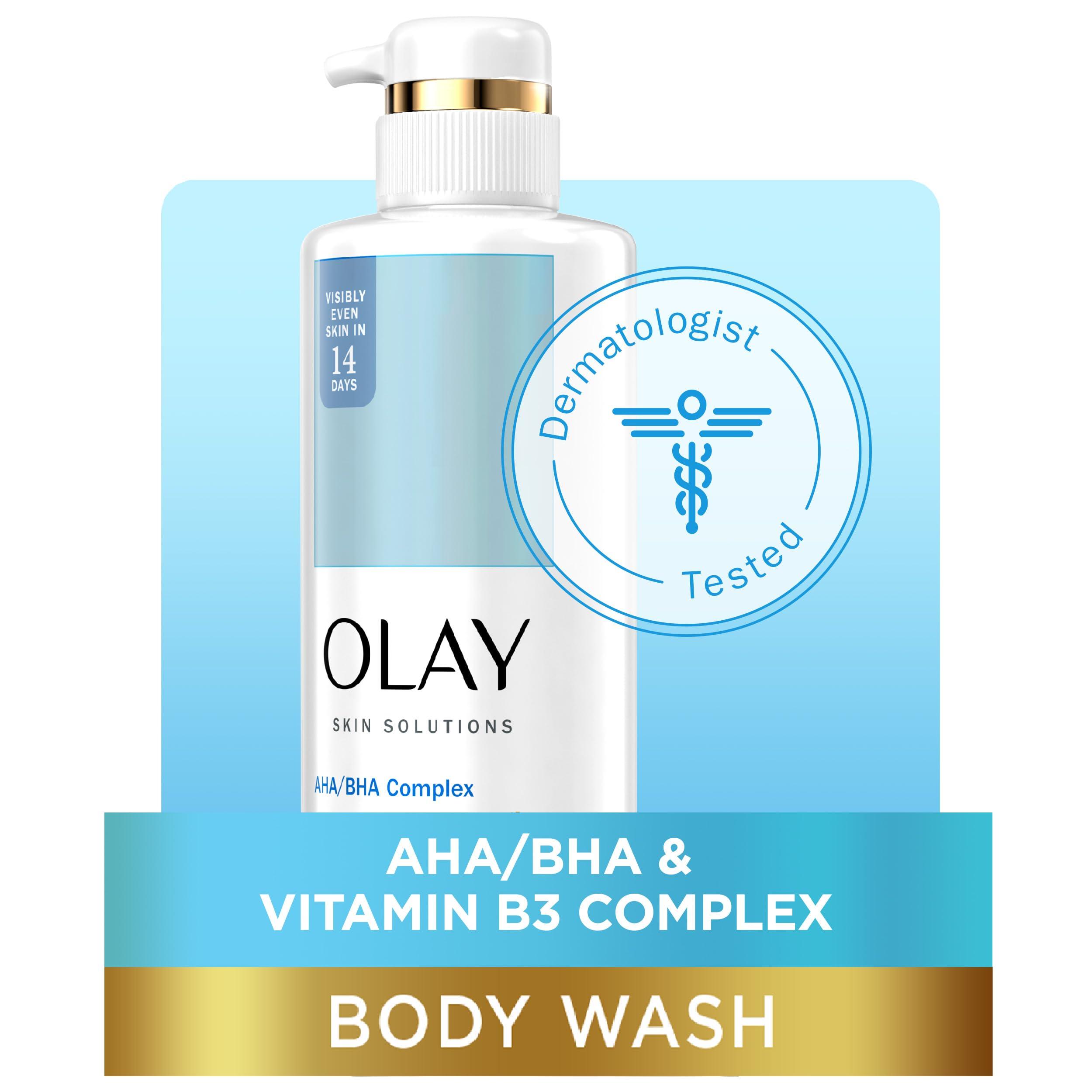 Olay Olay Skin Solutions Hydrating Body Wash for Women with AHA/BHA Complex, 17.9 fl oz (Pack of 4)