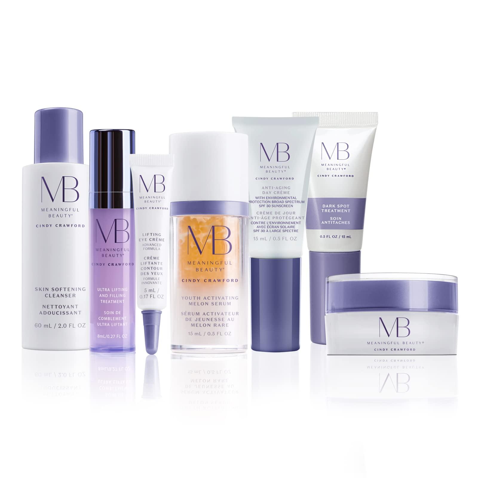 Meaningful Beauty Meaningful Beauty Anti-Aging Daily Skincare System with Youth Activating Melon Serum, 7-Piece Kit