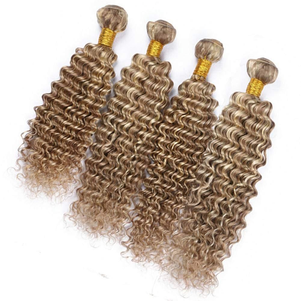 Tony beauty hair Tony Beauty Piano Mix Color Virgin Brazilian Deep Wave Human Hair Weave 3/4 Bundles Lot #8/613 Light Brown Mixed with Blonde Piano Color Human Hair Weft Extensions 10-30" (26 28 30 30)