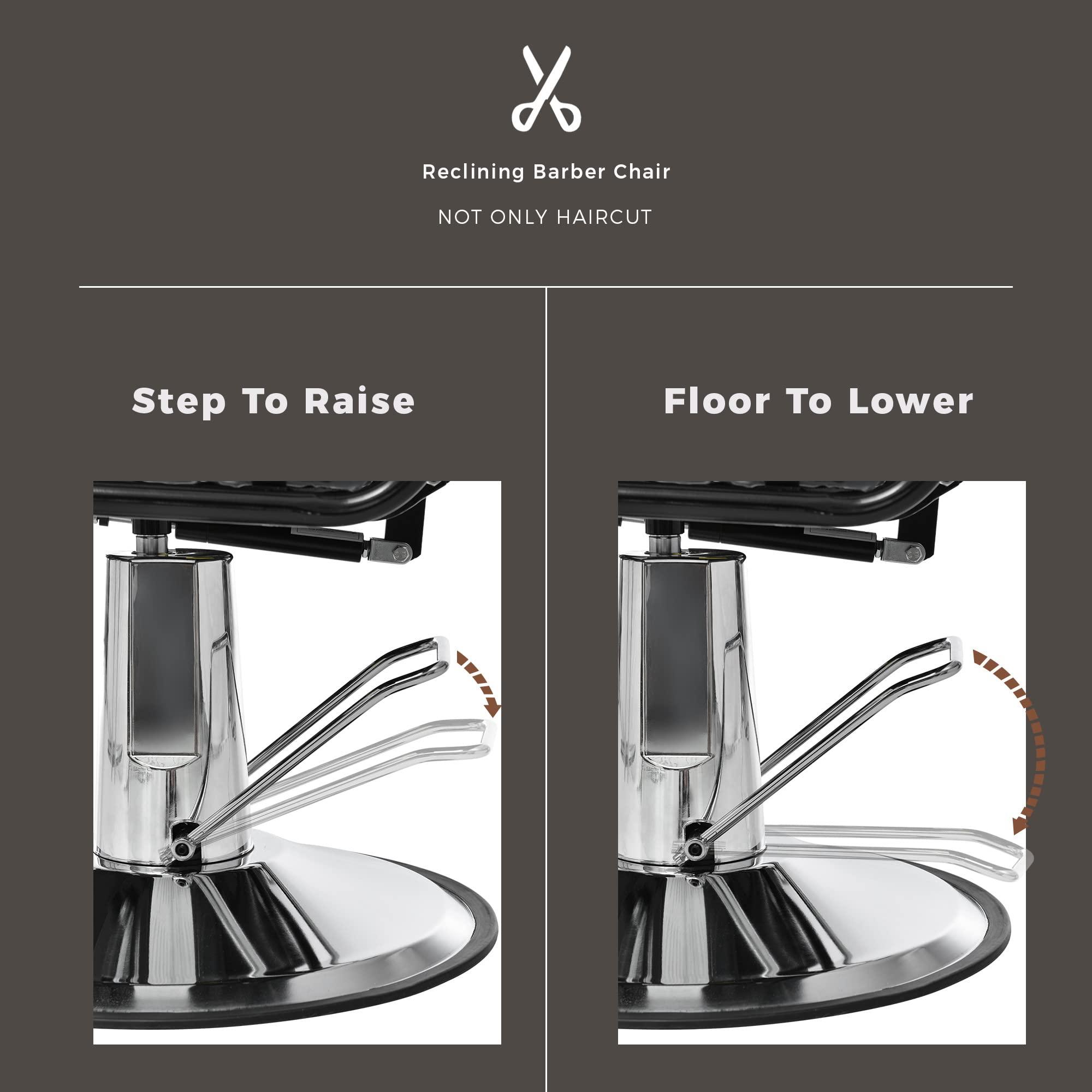 NinthAvenue Basics Reclining Barber Chair with Heavy Duty Pump for Beauty Salon Tatoo Spa Equipment