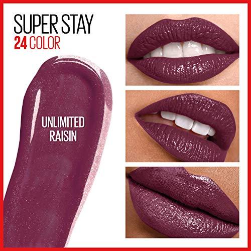 Maybelline New York Maybelline Super Stay 24, 2-Step Liquid Lipstick Makeup, Long Lasting Highly Pigmented Color with Moisturizing Balm, Unlimited Raisin, Purple, 1 Count