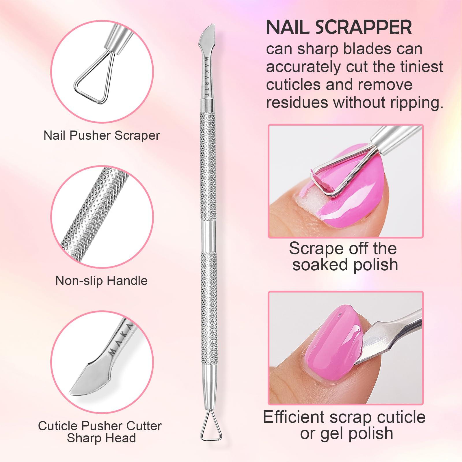 Makartt Makartt Cuticle Trimmer with Cuticle Pusher, Silver Nail Trimmer Nail Care Manicure and Pedicure Kit with Stainless Steel Cuticle Nipper and Dual End Nail Pushers for Home Salon Use (Pack of 3 PCS)