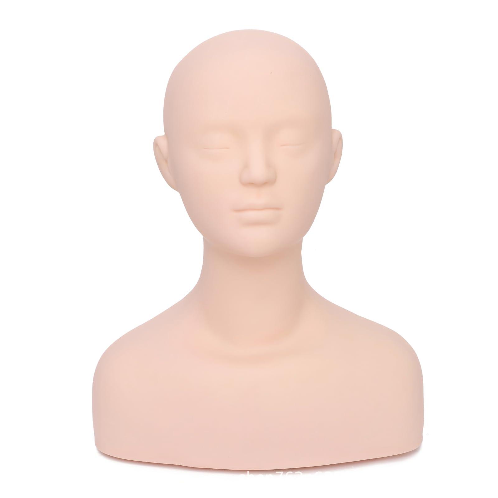 Nanddi Nanddi Esthetics Mannequin Head with Shoulders, Large Multi Function PVC Manikin Head Soft Cosmetology Simulation Training Mannequin Head Model for Facials Massage Makeup Practice Wigs Hat Display