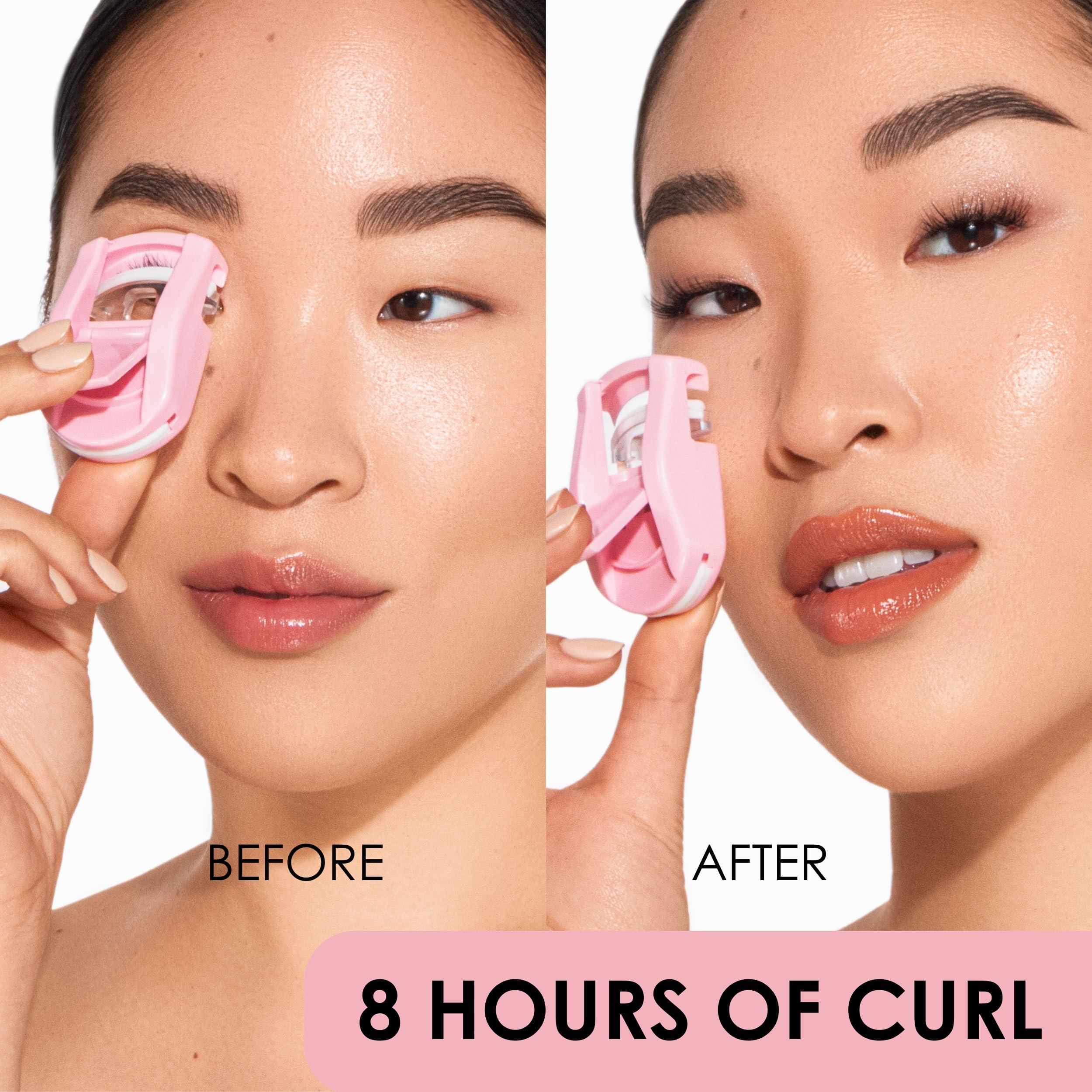 JAPONESQUE JAPONESQUE Travel Eyelash Curler, Pink - Plastic Eyelash Curlers for Travel Makeup, Go Curl Lash Curler with Bonus Replacement Lash Pad - 1 Pack