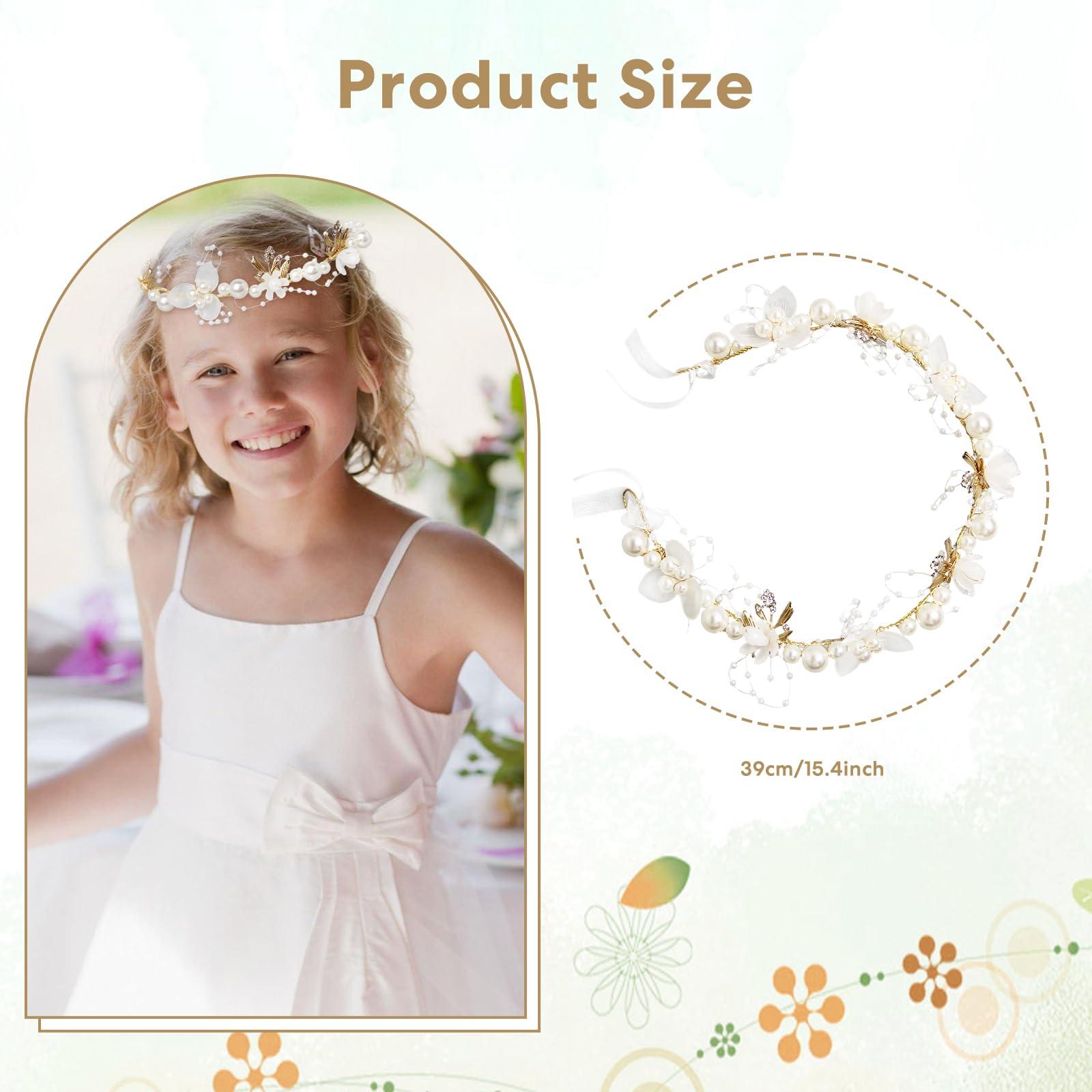 Sumotia Sumotia 3 Pcs Flower Girl Headpieces Headband Hair Accessory Pearl Princess Flower Crown for Birthday Party Prom Wedding Photography