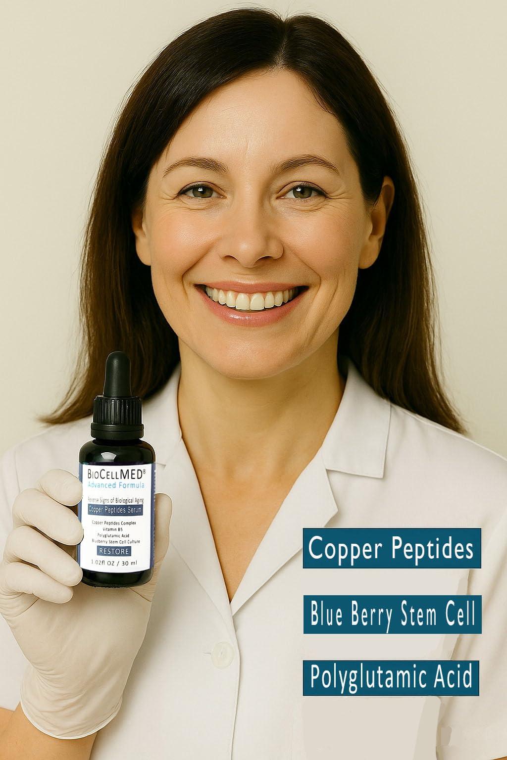 BIOCELLMED GHK-Cu Copper Peptide Serum For Face (Stem Cell Serum for Face Enriched with GHK-Cu) Full Size:1.0oz / 30ml