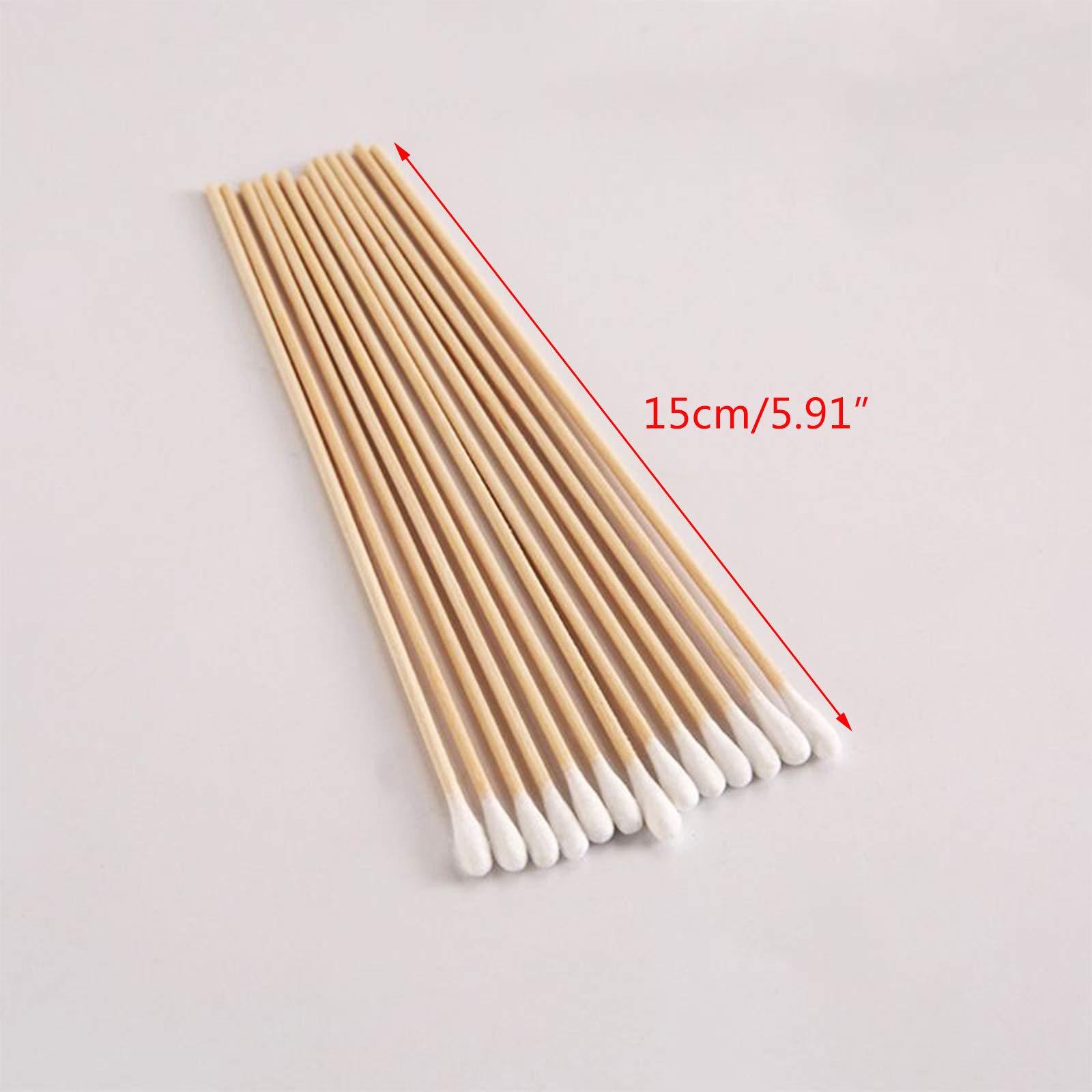 Hxyxbnhno 100/200Pcs 6 Inch Long Wooden Handle Cotton Swabs Single-Head Sterile Sticks Applicator For Wound Makeup