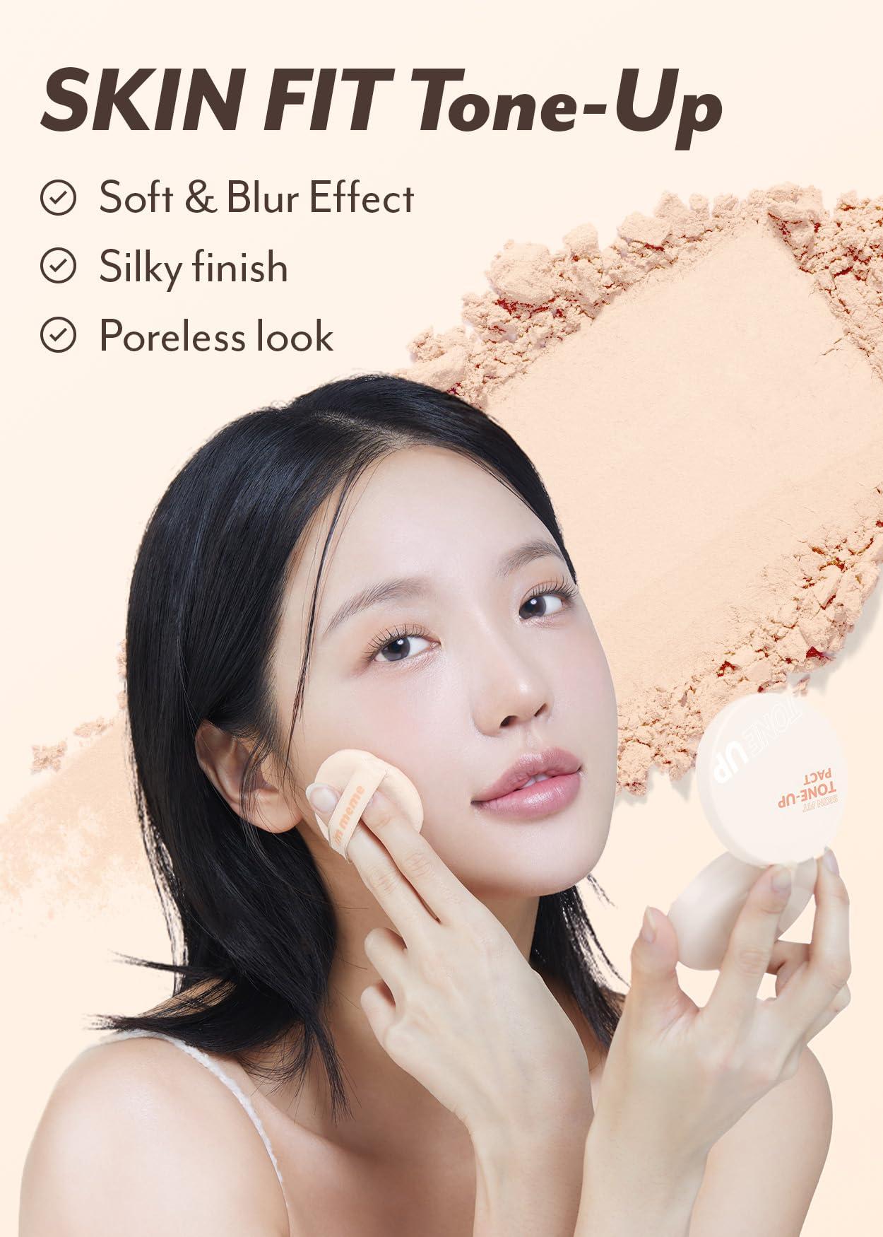 I\'M MEME I\'M MEME Fair-Light Setting Powder - Tone Up Pact with Puff, 0.35 Oz + Compact - Tone-up Pact, 0.35 Oz Bundle