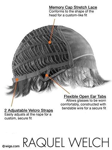 Raquel Welch Scene Stealer Wig Color RL8/12ss Shaded Iced Mocha - Raquel Welch Wigs 15\" Long Straight Lace Front Top Hand-Tied Natural Hairline heat Friendly Fiber Curly Bundle Travel Kit, MaxWigs Hairloss Booklet