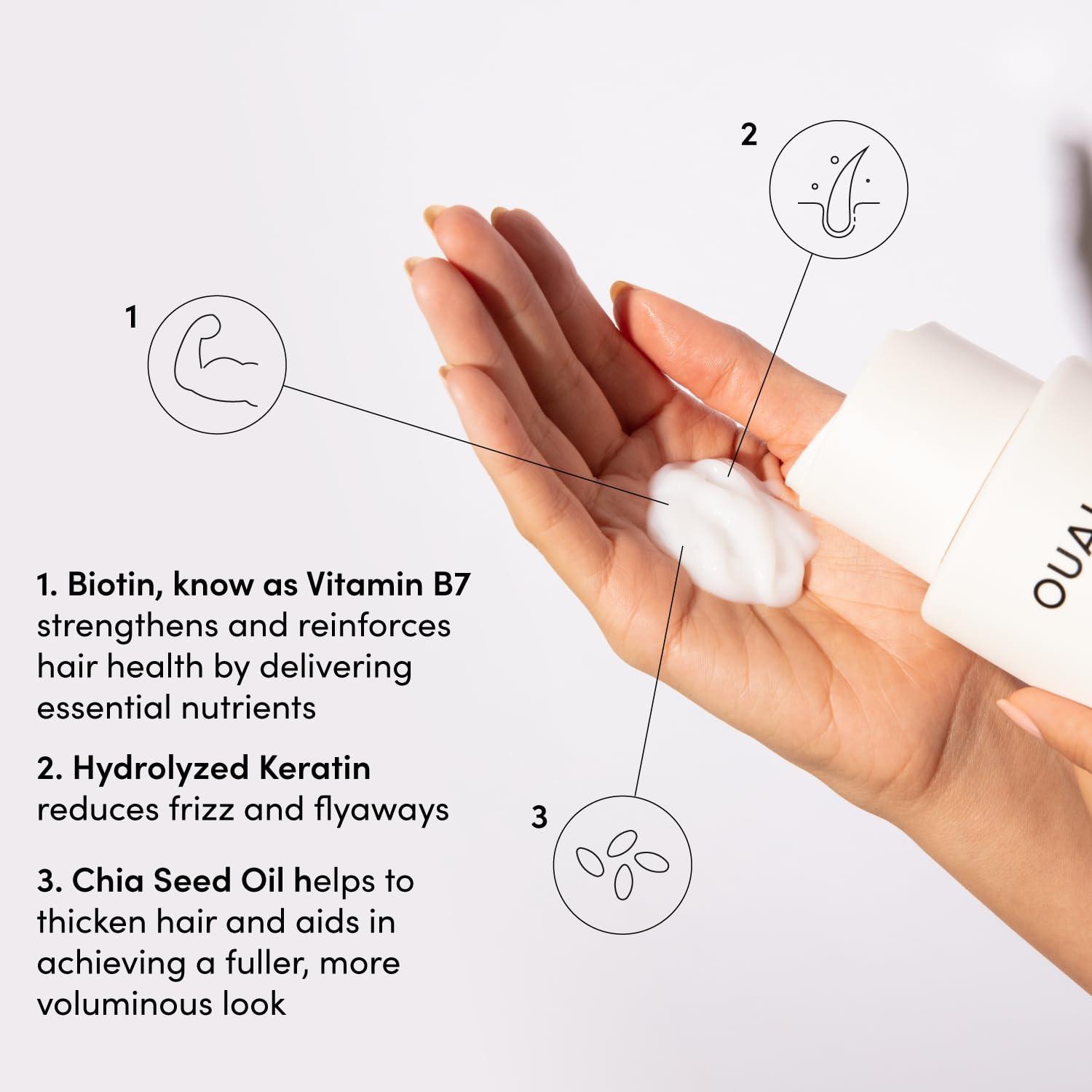 OUAI OUAI Fine Hair Conditioner-Volumizing Conditioner for Fine Hair Made with Keratin, Biotin and Chia Seed Oil - Adds Softness, Bounce and Volume - Free from Parabens, Sulfates, and Phthalates (10 oz)