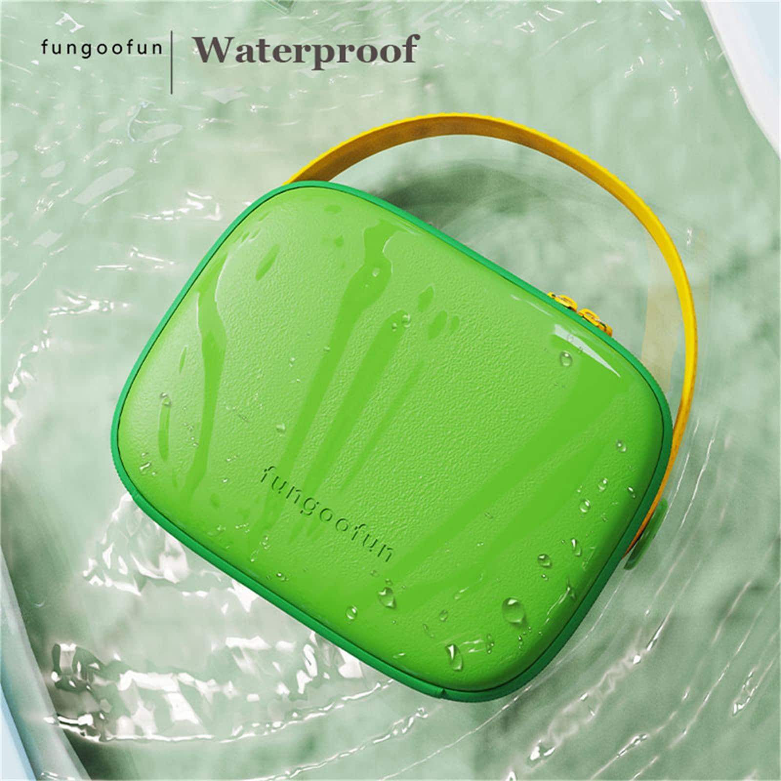 fungoofun Travel Makeup Bag - Eva Cosmetic Bag for Women, Waterproof Toiletry Bag with Portable Handle Strap, Brush Make up Organizer with Compartment, Capacity Storage Makeup Bag Easy to Clean