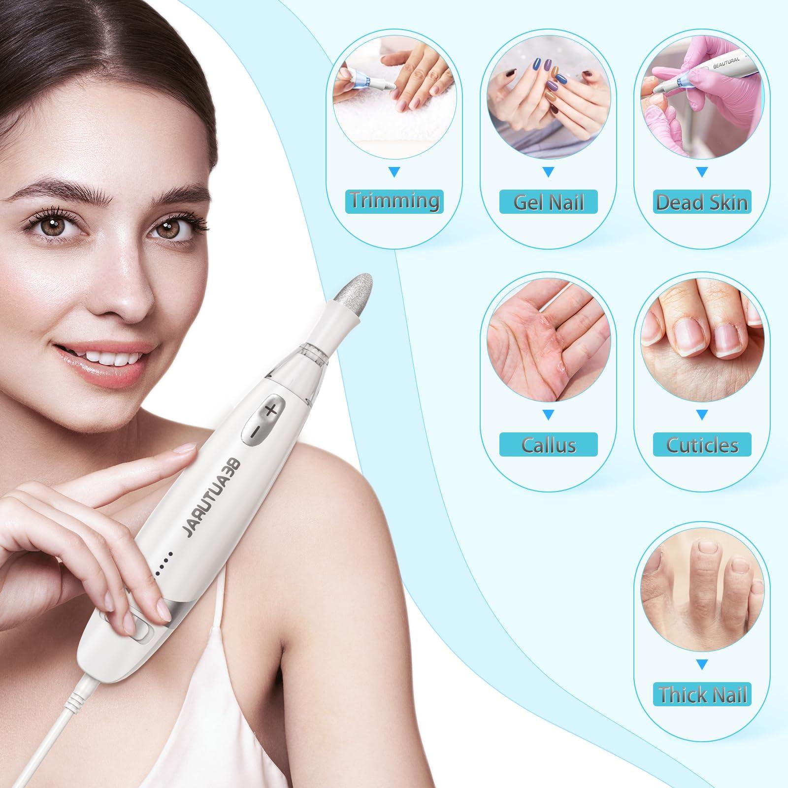 BEAUTURAL BEAUTURAL Professional Nail Drill Kit, Electric Nail File Set Machine with 10 Attachments & 20 Sanding Bands, Efile Manicure Pedicure Tools With Storage Case, LED light [Not Rechargeable and Cordless]