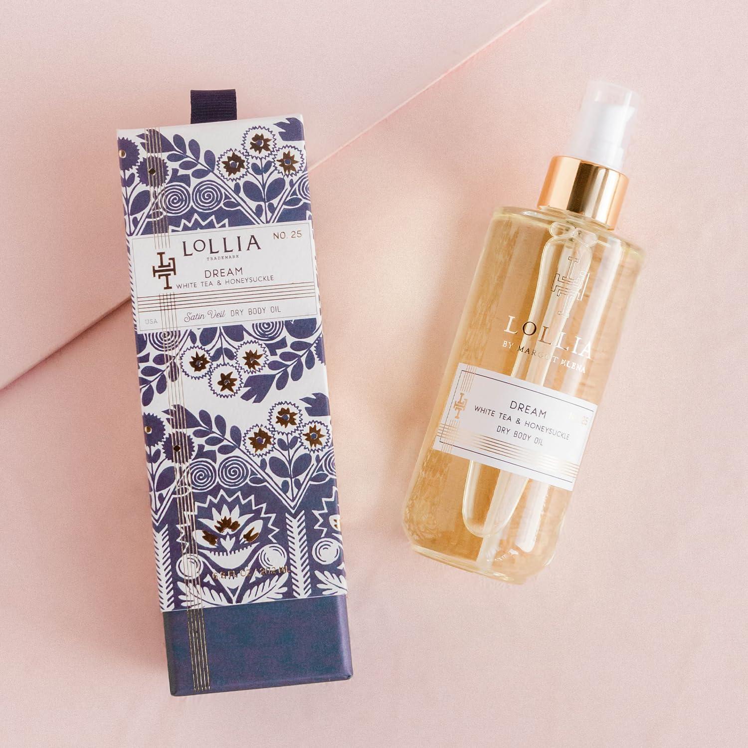 LOLLIA LOLLIA Dream Dry Body Oil, 6.8 Fl. Oz.  White Tea & Honeysuckle  Womens Body Oil, Scented Body Oil, Moisturizing Body Oil, Dry Body Oil for Women, For All Skin Types