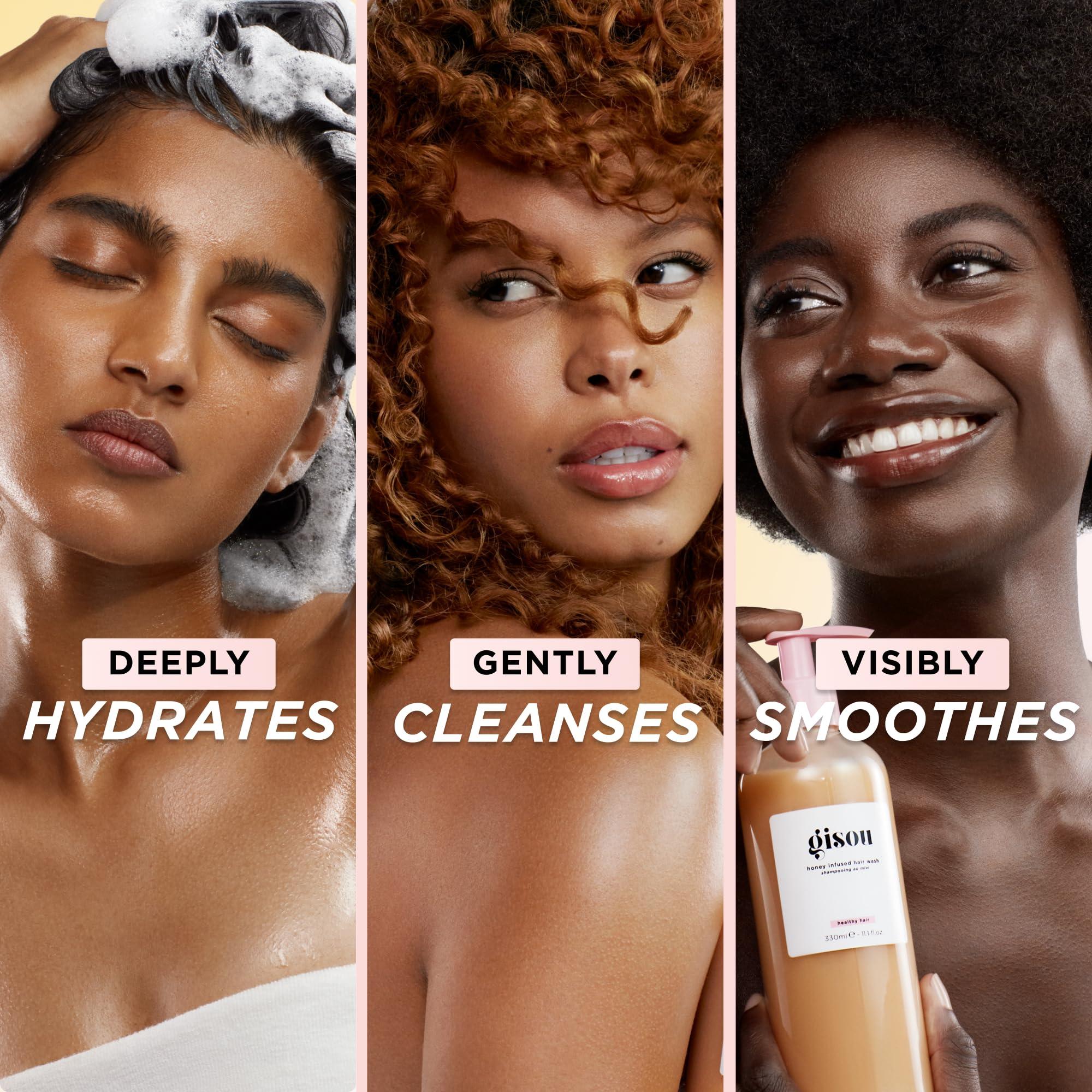 Gisou Gisou Honey Infused Hair Wash, Hydrates and Cleanses for Softer and Stronger Hair, Nourishes and Helps with Preventing Breakage and Frizz Control, 11.1 oz