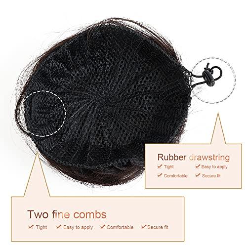 HSPJHTM 2 PCS Messy Bun Hair Piece Human Hair Messy Rose Bun Hair Buns Hair Piece for Women Real Hair Scrunchies Updo Hair Pieces Bun Extension Ponytail Messy Hair Bun - Black