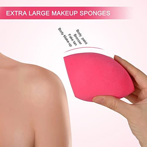 OtNiap EXTRA LARGE 11CM Make Up Beauty Sponges Blender BIG for Face & BODY (1x Small 1x Large) -With 2 Sponge Holder- FASTER FLAWLESS APPLICATION for Foundation/Fake Tan/Powder/Blending/Setting/