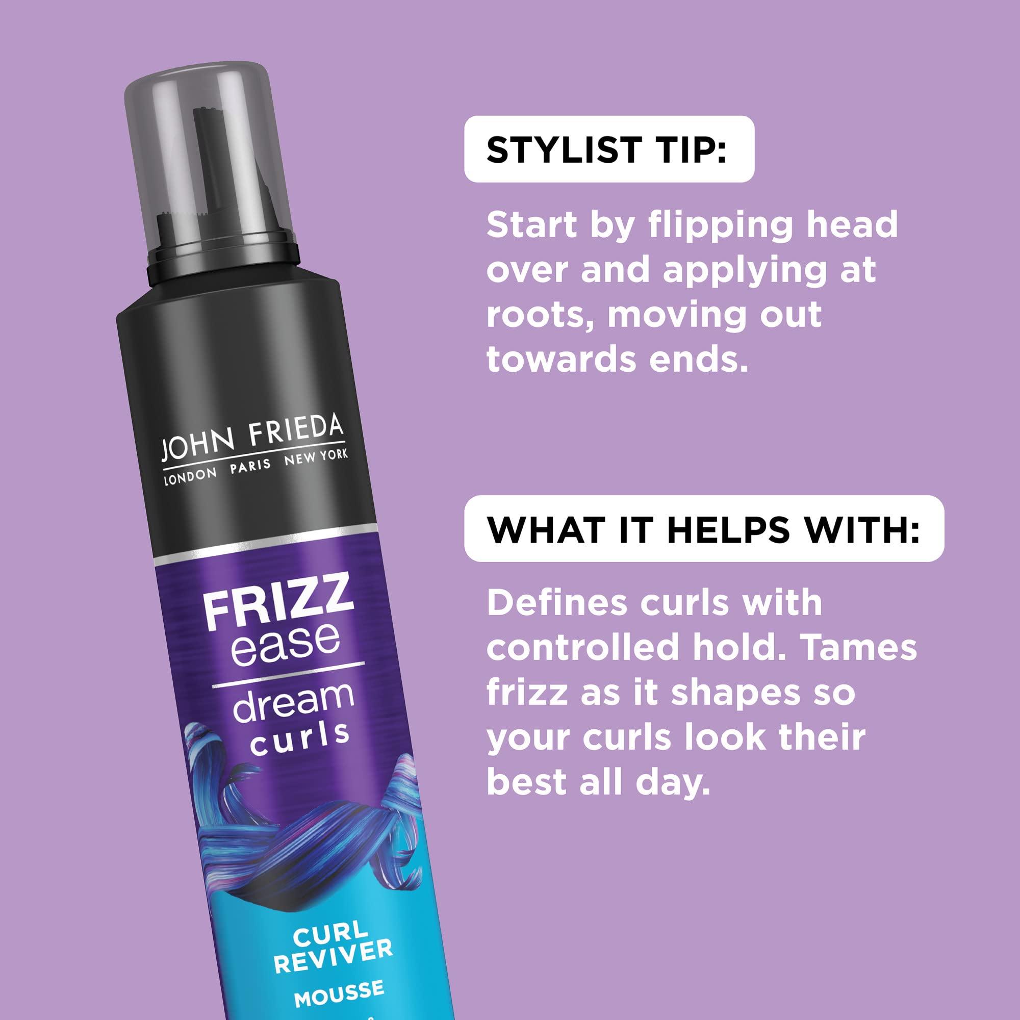 John Frieda John Frieda Frizz Ease Curly Hair Reviver Mousse for Enhanced Curls and Soft Flexible Hold, with Nourishing Hair Oil and Hair Serum for Frizz Control