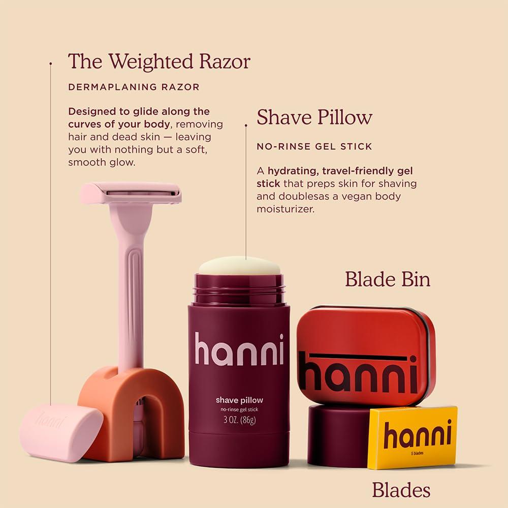 HANNI HANNI Shave Starter Set, Saftey Razor with Blades and Shaving Gel, Unisex Grooming Kit for Smooth, Soft Skin, Hair Removal Gift Set for All Skin Types, Burgundy