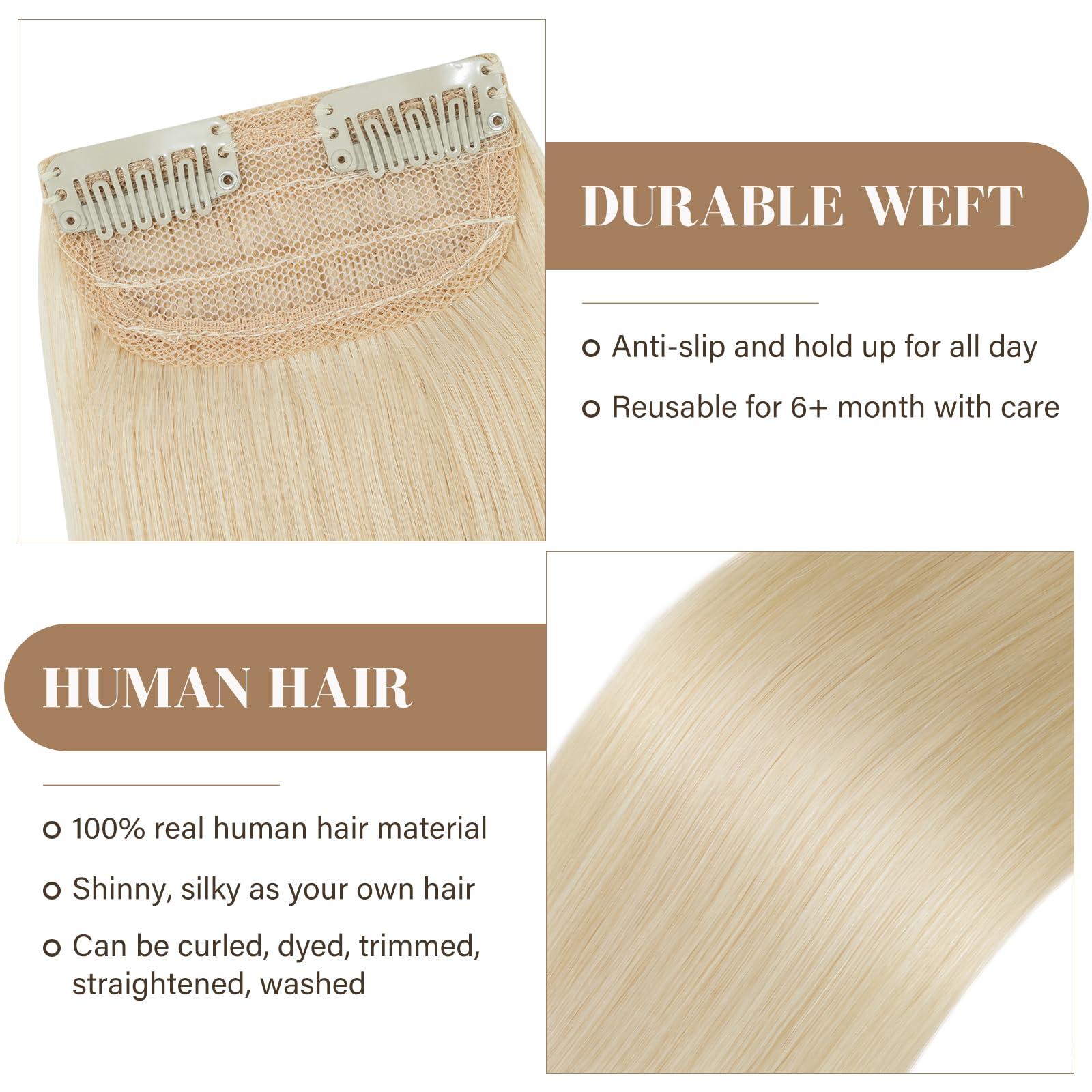 S-noilite S-noilite Short Hair Extensions Clip in Human Hair 2PCS 2 Clips Short Clip in Hairpieces Remy Hair For Women with Short Hair Adding Hair Volume 20g 6Inch-Platinum Blonde