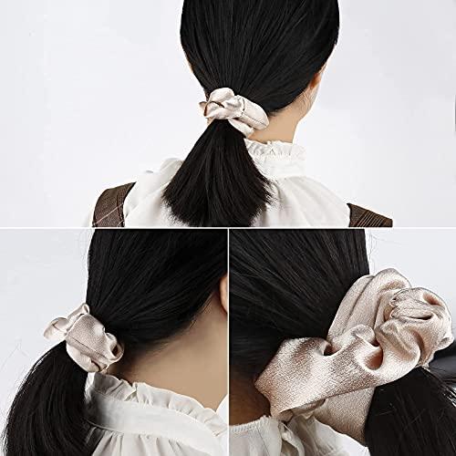 Hasoar 8pcs Satin Bridesmaid Proposal Gifts Hair Ties Hair Scrunchies Bachelorette Party Favors Satin Bridesmaid Gift for Wedding Parties (white & champagne)