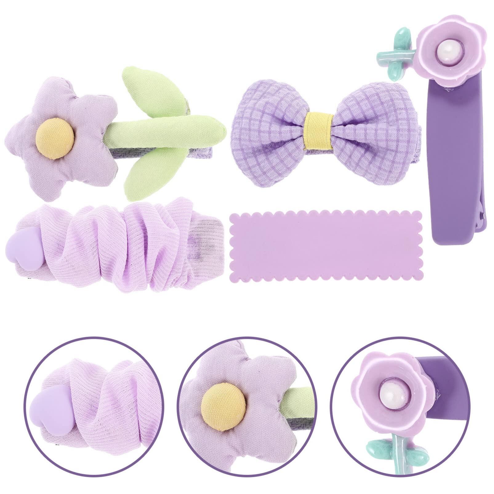 EXCEART EXCEART 5pcs Tulle Butterfly Hair Clip kids hair clips bow hair clips purple flower hair clip suits for kids purple outfits purple suit kid hair clips sweet girl hair accessories plastic