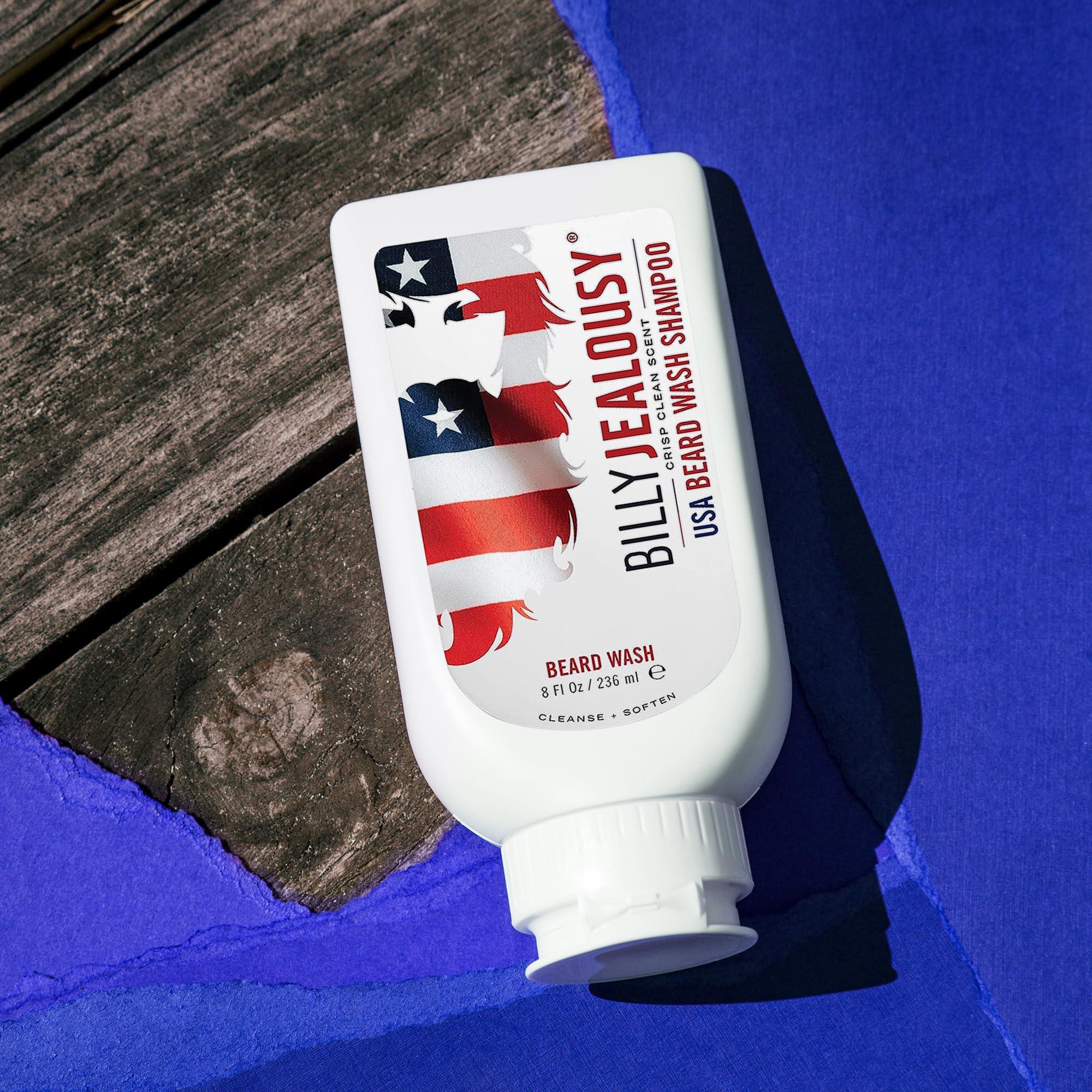 Billy Jealousy Billy Jealousy USA Beard Wash for Men Enriched With Softening & Hydrating Aloe Plus Strengthening and Conditioning Green Tea Extracts for Manageable and Frizz-Free Hair, 8 Fl Oz