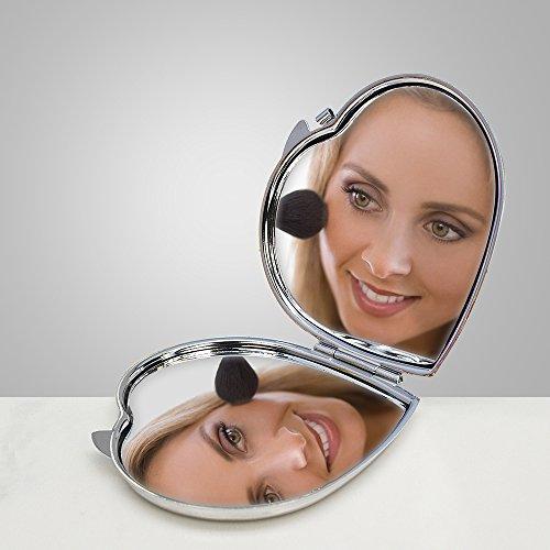 Ganz Ganz Compact Purse Mirror with Dual View, Monogram I in Center of Heart-Shape Metal Case.