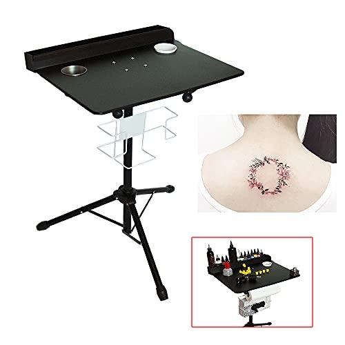 LiFuJunDong Adjustable Tattoo Work Station Arm Rest Stand Iron Tattoo Display Stand Workstation Fixed Desktop With Removable Back Tray For Salon, Studio, Shop, Beauty Salon, 61-107cm Black