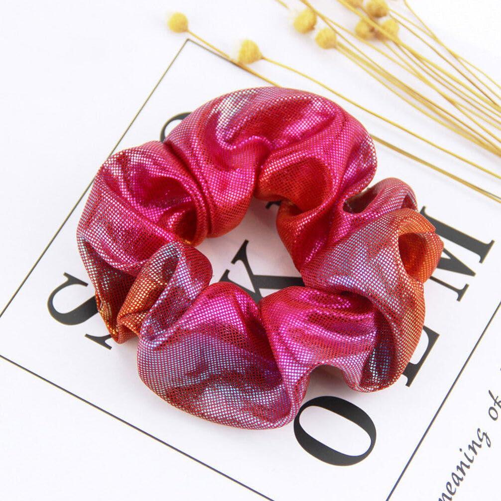 FRCOLOR Hair Scrunchies For Women 8Pcs Neon Scrunchies Shiny Scrunchies For Girls Big Scrunchies Elastic Hair Bands Hair Ties Ponytail Holder For Dance Party Club Hair Accessories