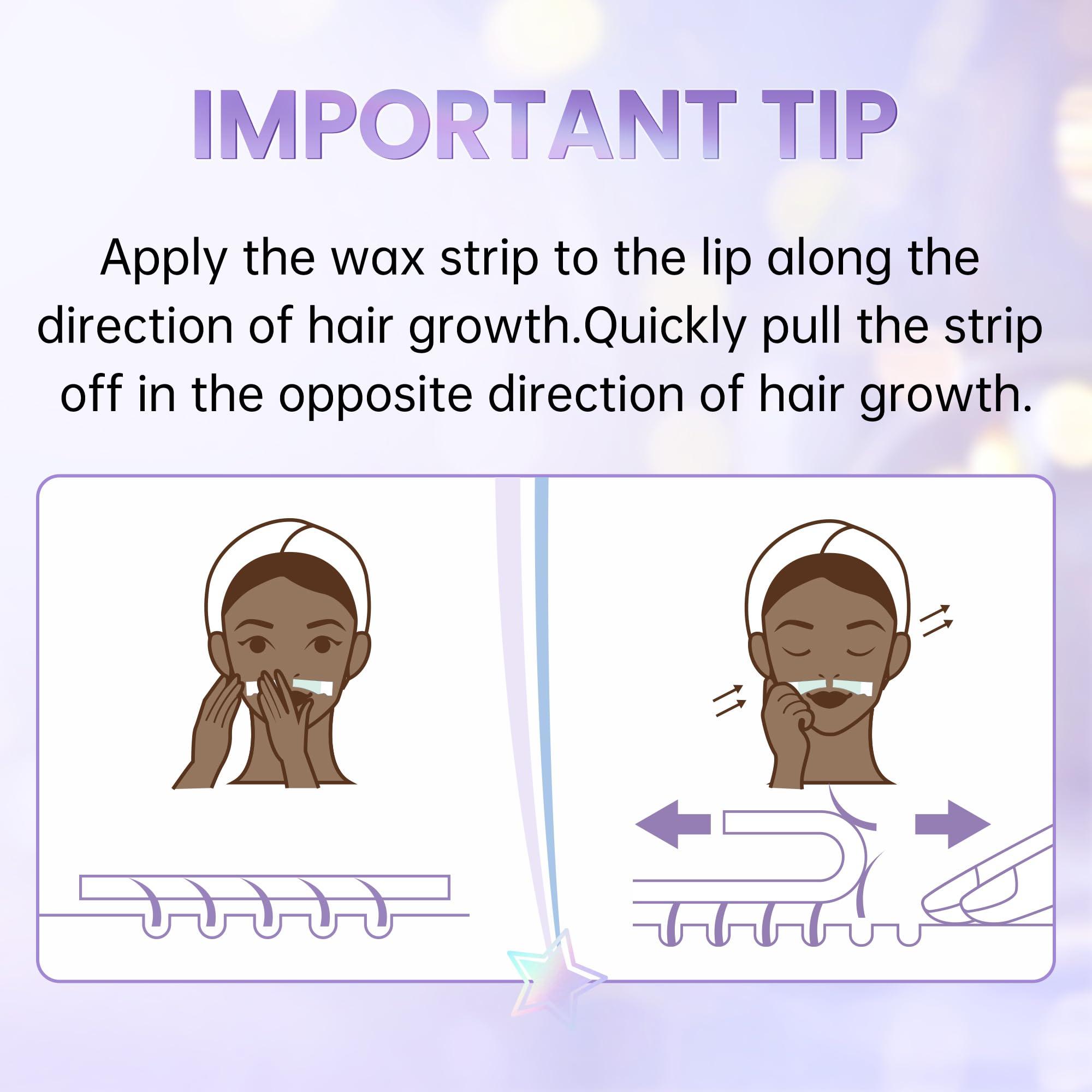 LaWink LaWink Lip Wax Strips Kit Cold Wax Strips Facial Hair Removal 20 Strips 4 Calming Oil Wipes for Sensitive Skin Types Women