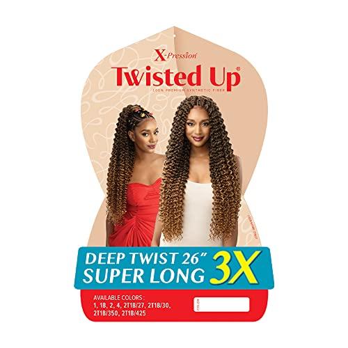 Outre Braids Outre Crohet Braid X-Pression Twisted Up 3X DEEP TWIST 26\" SUPER LONG (3-Pack, 2T1B/350)