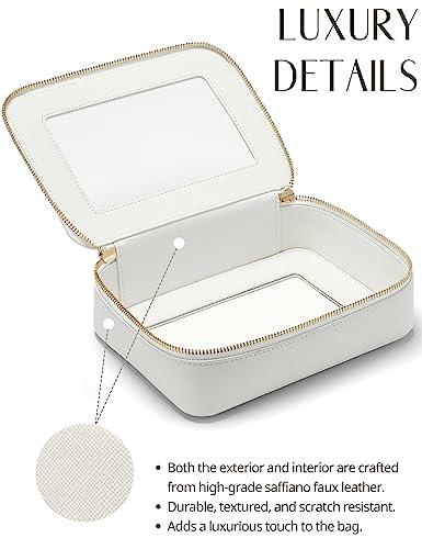 Popvibe Popvibe Slim Makeup Brush Bag Travel Clear Toiletry Bag for Women Cute White Make Up Bag for Traveling Cosmetic Bag Organizer Waterproof Tansparent Beauty Makeup Case