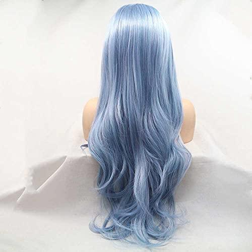 melody wig Melody Wig Blonde/Blue Mixed Wig Money Piece Synthetic Lace Front Wigs For Women Hair Kanekalon Hair Natural Wavy Heat Resistant Fiber Long Wavy Wigs