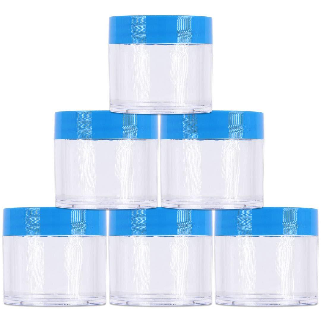 BEAUTI Beauticom 648pcs 30G/30ML (1oz) Thick Wall Round Plastic Clear Container Jars BPA Free LEAK PROOF with Flat Top Lids (648 Pieces, BLUE)