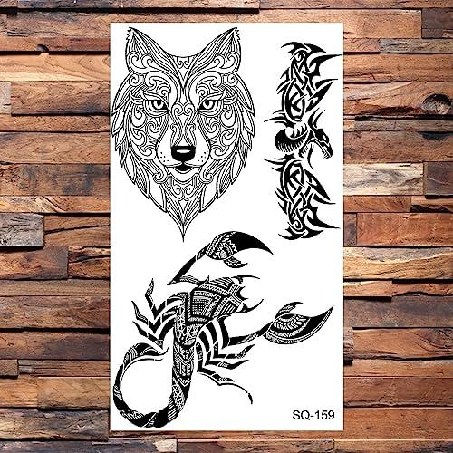 Generic Black Tortoise Turtle Temporary Tattoos For Women Adults Seahorse Mandala Whale Dream Catcher Tattoo Sticker Body Tatoos