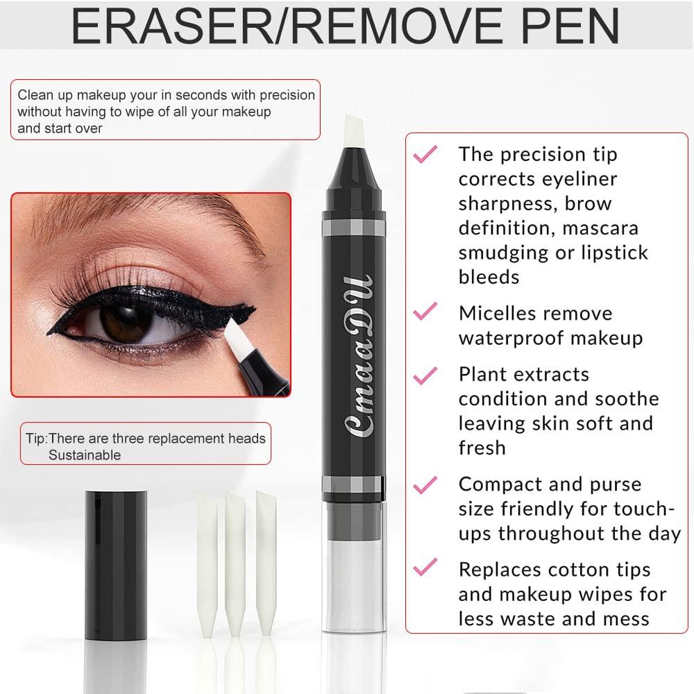 Easilydays Easilydays Eye Makeup Remover Pen, Makeup Remover Eraser Stick Corrector Stick Lipstick Eyeliner Eraser for Instant Touch Up Correction, Mascara Smudges Correction,Travel-Friendly Makeup Removing Pen With 3 Replacement Heads