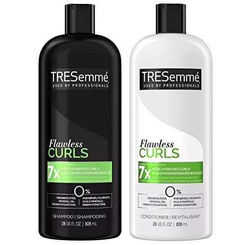 TRESemmé TRESemmé Flawless Curls Shampoo and Conditioner Set, Curly Hair Products with Coconut Oil Leaves Curls Defined, Sulfate Free, Frizz Free, 28 Fl Oz Ea